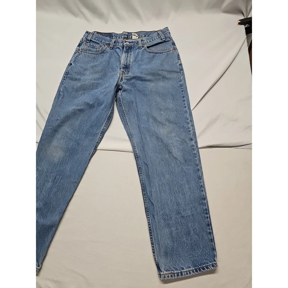 Levi's 550 Mens Blue Relaxed Tapered Vintage Denim Jeans Fading Stained Sz 36x30